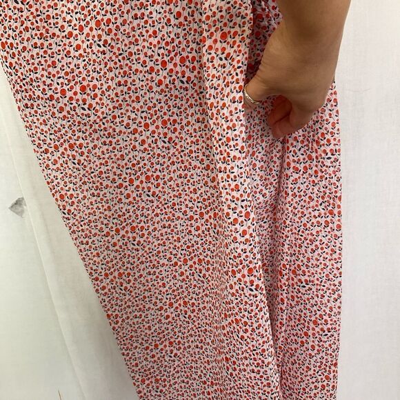 New Katharine Kidd Lilya White Orange Tulip Print Ruffle Front Slit Midi Skirt 4 - Picture 9 of 13